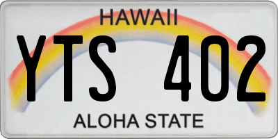 HI license plate YTS402
