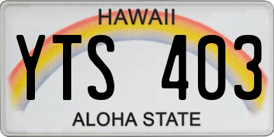 HI license plate YTS403