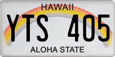 HI license plate YTS405