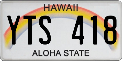HI license plate YTS418