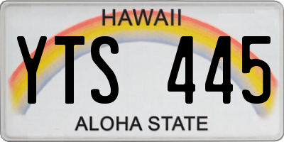 HI license plate YTS445