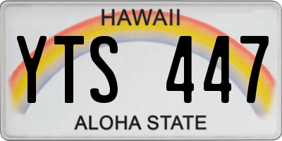 HI license plate YTS447