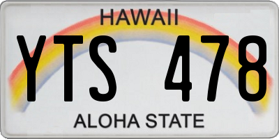 HI license plate YTS478