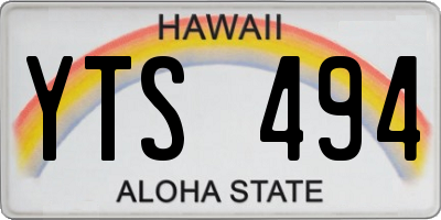 HI license plate YTS494