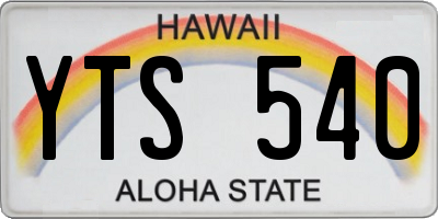 HI license plate YTS540