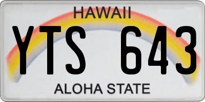 HI license plate YTS643