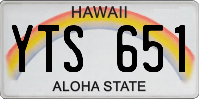 HI license plate YTS651
