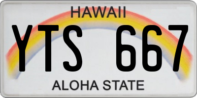 HI license plate YTS667