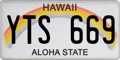 HI license plate YTS669