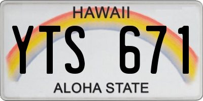 HI license plate YTS671
