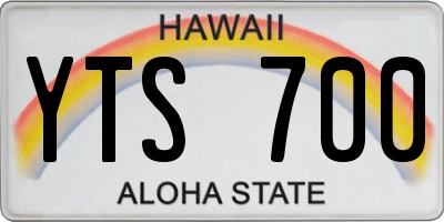 HI license plate YTS700