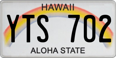 HI license plate YTS702