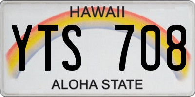 HI license plate YTS708