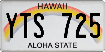 HI license plate YTS725