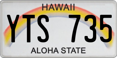 HI license plate YTS735