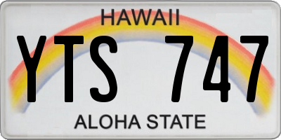 HI license plate YTS747