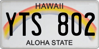 HI license plate YTS802