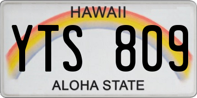 HI license plate YTS809