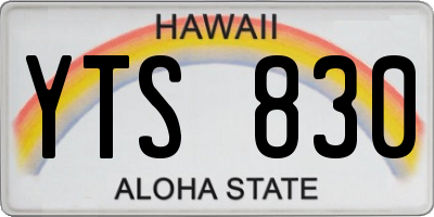HI license plate YTS830