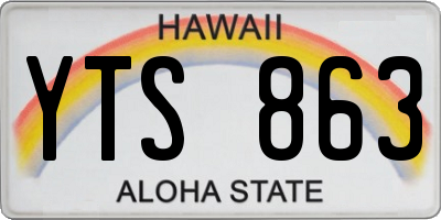 HI license plate YTS863