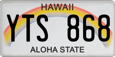 HI license plate YTS868