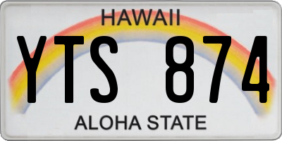 HI license plate YTS874