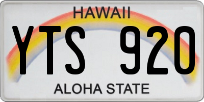 HI license plate YTS920