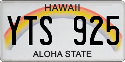 HI license plate YTS925
