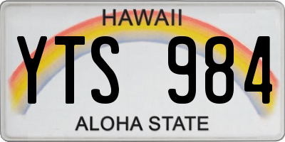 HI license plate YTS984