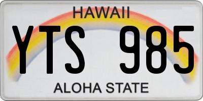 HI license plate YTS985