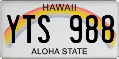 HI license plate YTS988