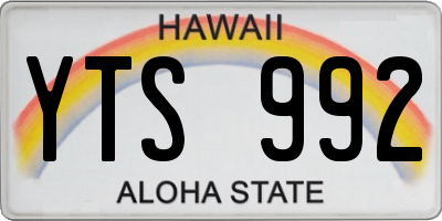 HI license plate YTS992