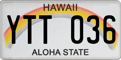 HI license plate YTT036