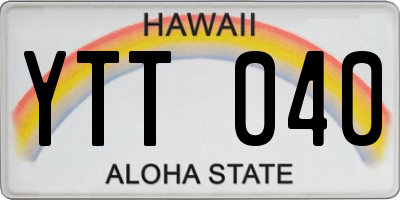 HI license plate YTT040