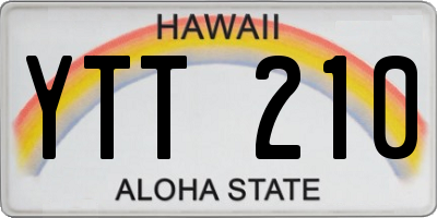 HI license plate YTT210