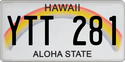 HI license plate YTT281