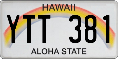 HI license plate YTT381