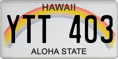 HI license plate YTT403