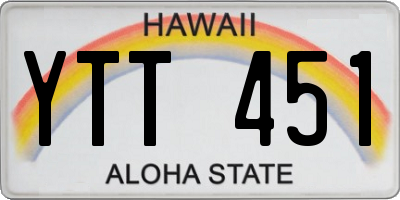 HI license plate YTT451