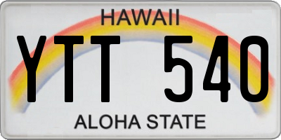 HI license plate YTT540