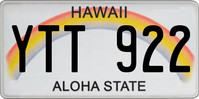 HI license plate YTT922