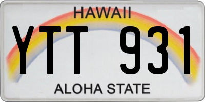 HI license plate YTT931