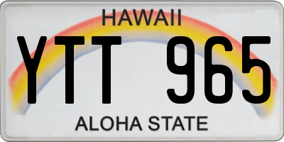 HI license plate YTT965