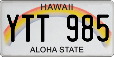 HI license plate YTT985