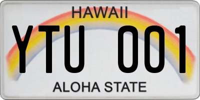HI license plate YTU001