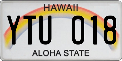 HI license plate YTU018