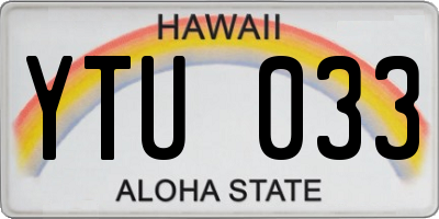 HI license plate YTU033