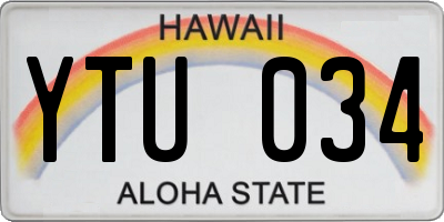 HI license plate YTU034