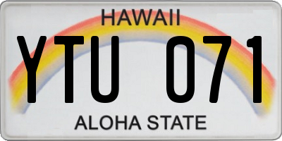 HI license plate YTU071