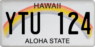 HI license plate YTU124